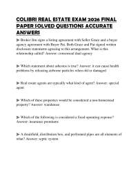 COLIBRI REAL ESTATE EXAM 2026 FINAL PAPER SOLVED QUESTIONS ACCURATE ANSWERS