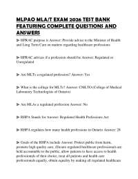 MLPAO MLA/T EXAM 2026 TEST BANK FEATURING COMPLETE QUESTIONS AND ANSWERS