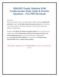 Family Medicine EOR Cardiovascular Study Guide: Practice Questions and Answers