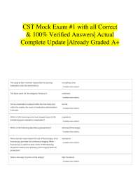 CST Mock Exam #1 with all Correct & 100% Verified Answers| Actual Complete Update |Already
