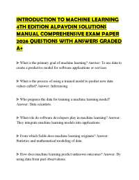 INTRODUCTION TO MACHINE LEARNING 4TH EDITION ALPAYDIN SOLUTIONS MANUAL COMPREHENSIVE EXAM
