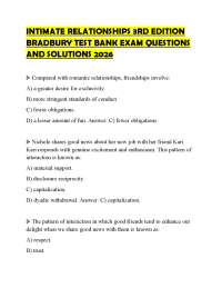 INTIMATE RELATIONSHIPS 3RD EDITION BRADBURY TEST BANK EXAM QUESTIONS AND SOLUTIONS 2026