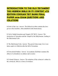 INTRODUCTION TO THE OLD TESTAMENT THE HEBREW BIBLE IN ITS CONTEXT 4TH EDITION COOGAN TEST