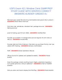 USPS Exam 421 Window Clerk Exam Prep: Study Guide with Verified Answers
