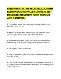 FUNDAMENTALS OF MICROBIOLOGY 11TH EDITION POMMERVILLE COMPLETE TEST BANK 2026 QUESTIONS WI