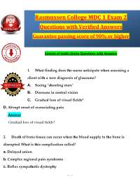 Medical-Surgical Nursing Exam 2: Questions & Verified Answers - Rasmussen College MDC 1