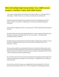 PEAC 335 Softball High School Arbiter Test | Correct Answ | Verified | Latest 2025-2026