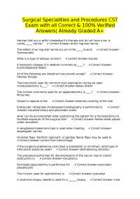Surgical Specialties and Procedures CST Exam Q&A