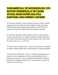 FUNDAMENTALS OF MICROBIOLOGY 11TH EDITION POMMERVILLE TEST BANK ACTUAL EXAM PAPER 2026 FUL