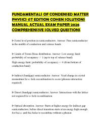 FUNDAMENTALS OF CONDENSED MATTER PHYSICS 1ST EDITION COHEN SOLUTIONS MANUAL ACTUAL EXAM PA