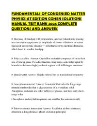 FUNDAMENTALS OF CONDENSED MATTER PHYSICS 1ST EDITION COHEN SOLUTIONS MANUAL TEST BANK 2026
