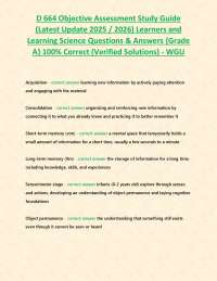 D 664 Objective Assessment Study Guide (Latest Update 2025 / 2026) Learners and Learning S
