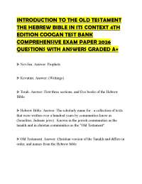 INTRODUCTION TO THE OLD TESTAMENT THE HEBREW BIBLE IN ITS CONTEXT 4TH EDITION COOGAN TEST