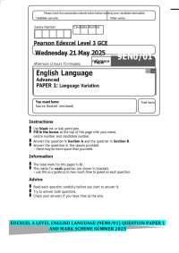 A-Level English Language Exam Paper: Language Variation Analysis