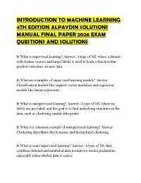 INTRODUCTION TO MACHINE LEARNING 4TH EDITION ALPAYDIN SOLUTIONS MANUAL FINAL PAPER 2026 EX