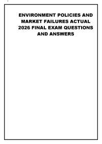 Economics Exam Questions and Answers: Market Failures and Environment Policies