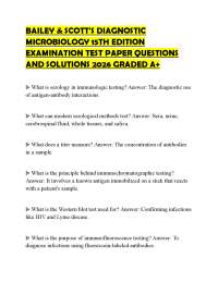 BAILEY & SCOTT'S DIAGNOSTIC MICROBIOLOGY 15TH EDITION EXAMINATION TEST PAPER QUESTIONS AND