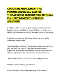 GOODMAN AND GILMANS THE PHARMACOLOGICAL BASIS OF THERAPEUTICS EXAMINATION TEST 2026 FULL T