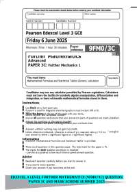 EDEXCEL A LEVEL FURTHER MATHEMATICS (9FM0/3C) QUESTION PAPER 3C AND MARKSCHEME SUMMER 2025