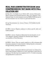 RCAL NAB ADMINISTRATOR EXAM 2026 COMPREHENSIVE TEST BANK WITH FULL SOLUTION KEY