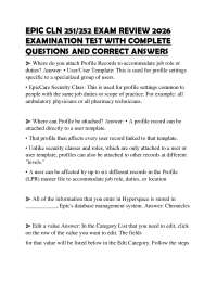EPIC CLN 251/252 EXAM REVIEW 2026 EXAMINATION TEST WITH COMPLETE QUESTIONS AND CORRECT ANS