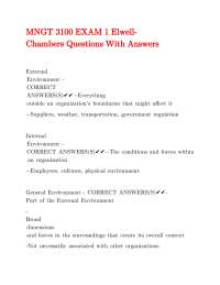 Management Exam 1 Questions and Answers: External and Internal Environment