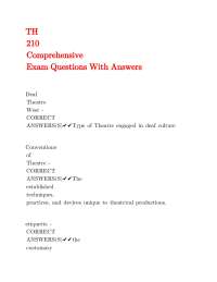 Comprehensive Exam Questions with Answers on Deaf Theatre and Conventions of Theatre