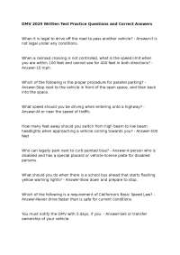 DMV Written Test Practice Questions and Answers 2025