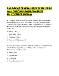 RAC DEVICE GENERAL PREP EXAM SCRIPT 2026 QUESTIONS WITH COMPLETE SOLUTIONS GRADED A+
