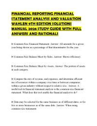 FINANCIAL REPORTING FINANCIAL STATEMENT ANALYSIS AND VALUATION WAHLEN 9TH EDITION SOLUTION