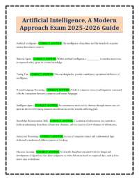 Artificial Intelligence, A Modern Approach Exam 2025-2026 Guide
