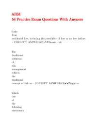 Risk Management Practice Exam Questions with Answers