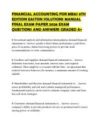 FINANCIAL ACCOUNTING FOR MBAS 8TH EDITION EASTON SOLUTIONS MANUAL FINAL EXAM PAPER 2026 EX