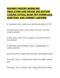 BUSINESS PROCESS MODELING SIMULATION AND DESIGN 2ND EDITION LAGUNA ACTUAL EXAM TEST PAPER