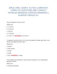 AMCA CMAC Exam 4: Practice Questions and Verified Answers