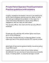 Private Patrol Operator Examination Practice Questions and Answers