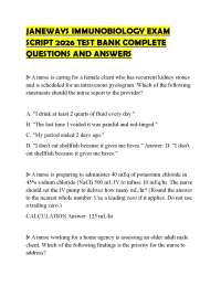 JANEWAYS IMMUNOBIOLOGY EXAM SCRIPT 2026 TEST BANK COMPLETE QUESTIONS AND ANSWERS