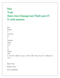 New York Auto Damage and Theft Quiz with Answers
