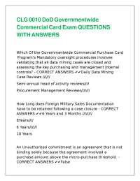 Government Commercial Purchase Card Exam Questions and Answers