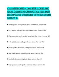 ICC PRESTRESSED CONCRETE CODES AND PLANS CERTIFICATION PRACTICE TEST BANK 2026 UPDATED QUE