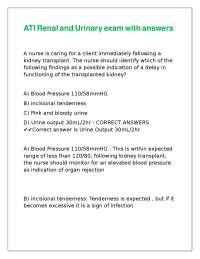 Renal and Urinary System Exam Questions with Answers