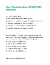 Water Distribution and Treatment Exam with Answers