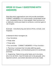Organizational Behavior Exam Questions and Answers