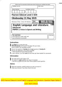 2025 Pearson Edexcel A level English Language And Literature Question Paper Option 1 June+