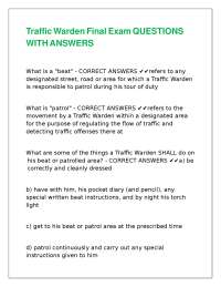 Traffic Warden Exam Questions and Answers