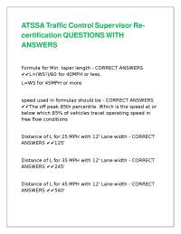 Traffic Control Supervisor Recertification Questions and Answers