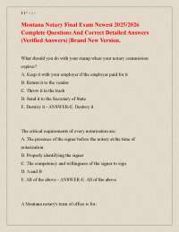 Montana Notary Final Exam: Questions and Answers for 2025/2026