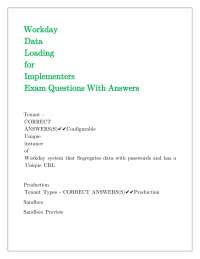 Workday Implementers Exam Questions and Answers