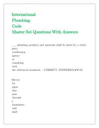 International Plumbing Code Master Questions with Answers