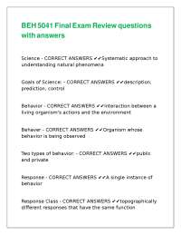 Final Exam Review Questions and Answers: Science